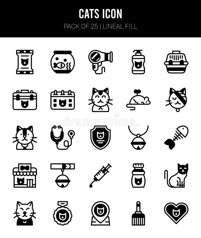 Premium Vector  25 cats lineal color icon pack vector illustration