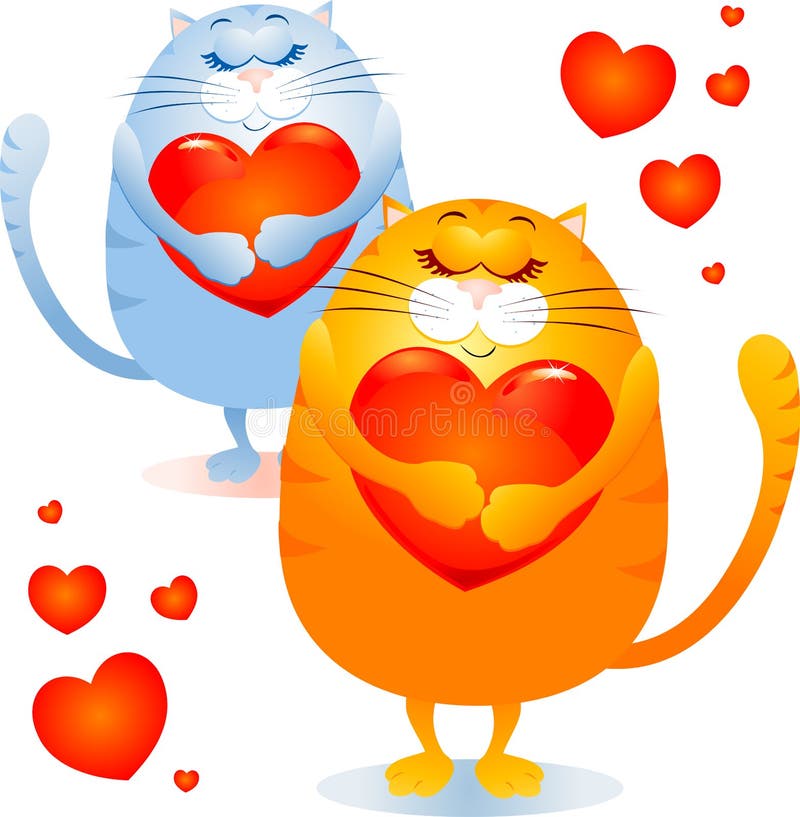 Two cats in love stock vector. Illustration of caress 12532127