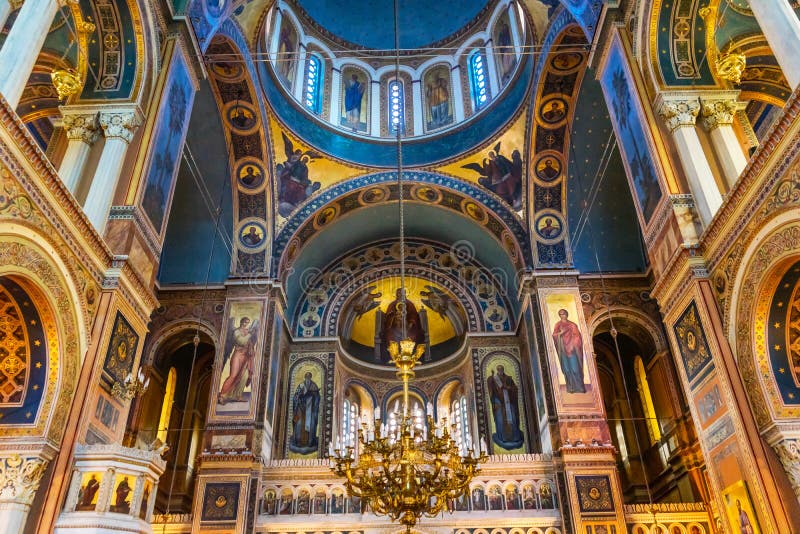 Chiesa Ortodossa Greca Differenza Cattolica Cattedrale Greco Ortodossa Atene Greec Della Cupola Metropolitana Della