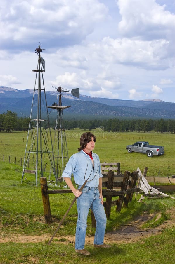 Cattle Ranch Hand in the West, Man Working