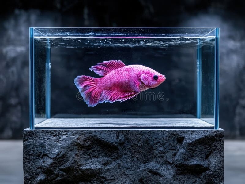 Catturare i pesci di una betta rosa nuota in un acquario chiaro. illustrazione di stock