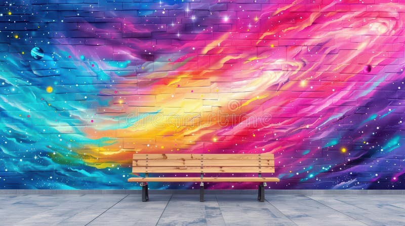 Catturare immagini di esplorazione spaziale di fusione murale cosmica con influenze artistiche di strada in vivaci colori di graff illustrazione vettoriale