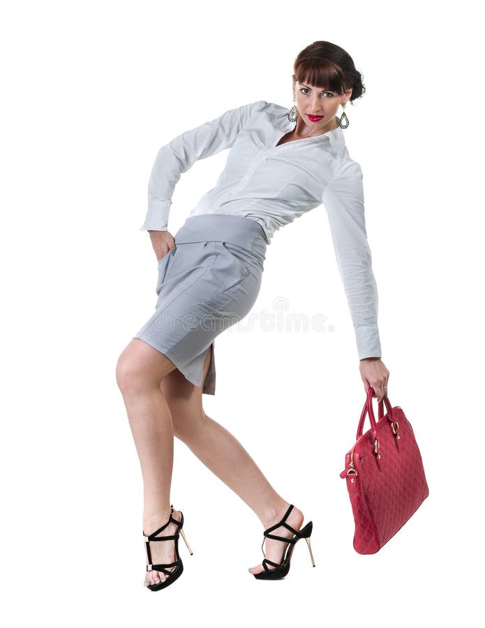 Caucasian Business Woman Standing and Holding Stock Photo - Image of ...