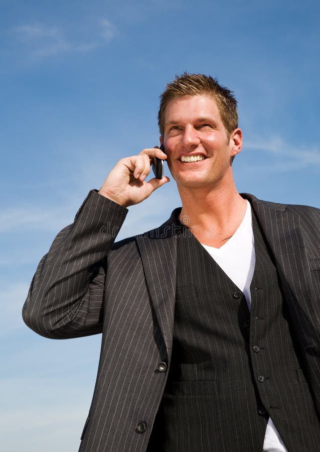 Caucasian businessman on the phone stock photography