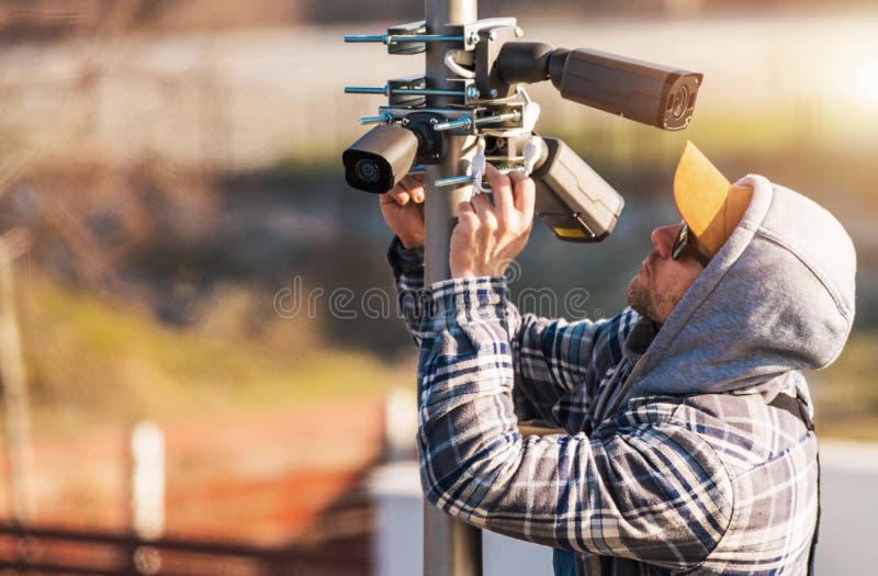 Cctv technician recording stock image. Image of camera 30284347