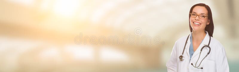 Caucasian Female Doctor, Nurse or Pharmacist with Room For Text. royalty free stock image