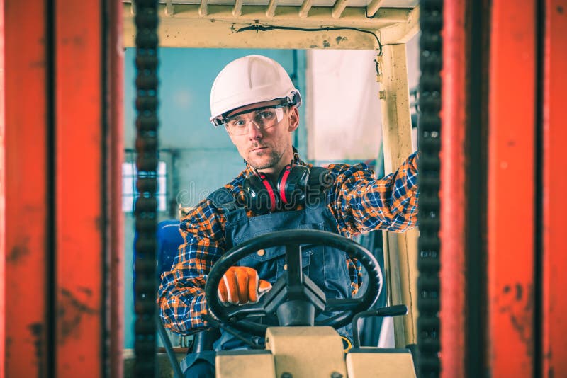 Caucasian Forklift Worker royalty free stock images Caucasian Forklift Worker royalty free stock images