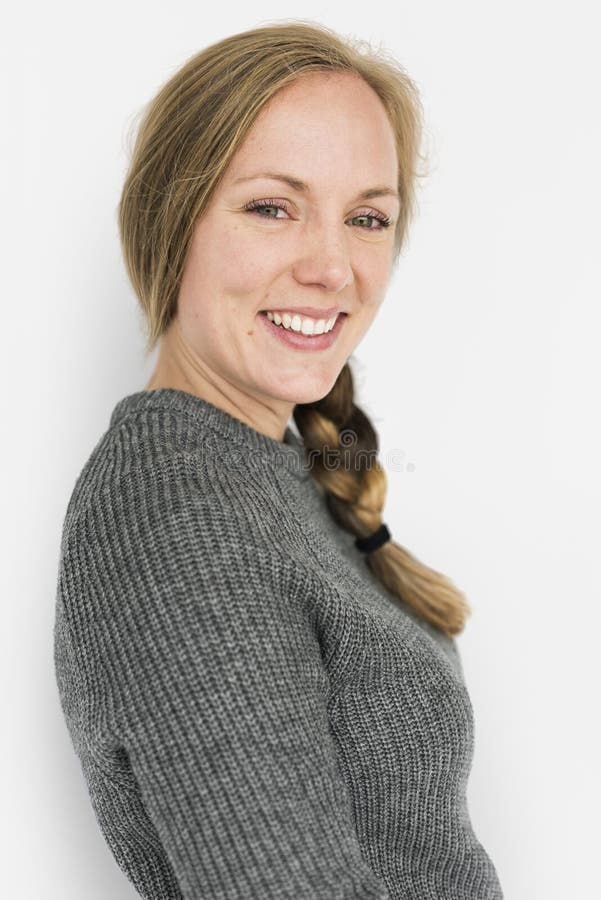 Caucasian Girl Smiling Happy Cheerful stock photo
