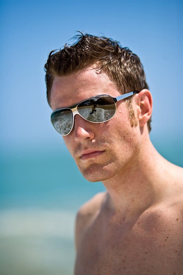 Caucasian hunk at the beach