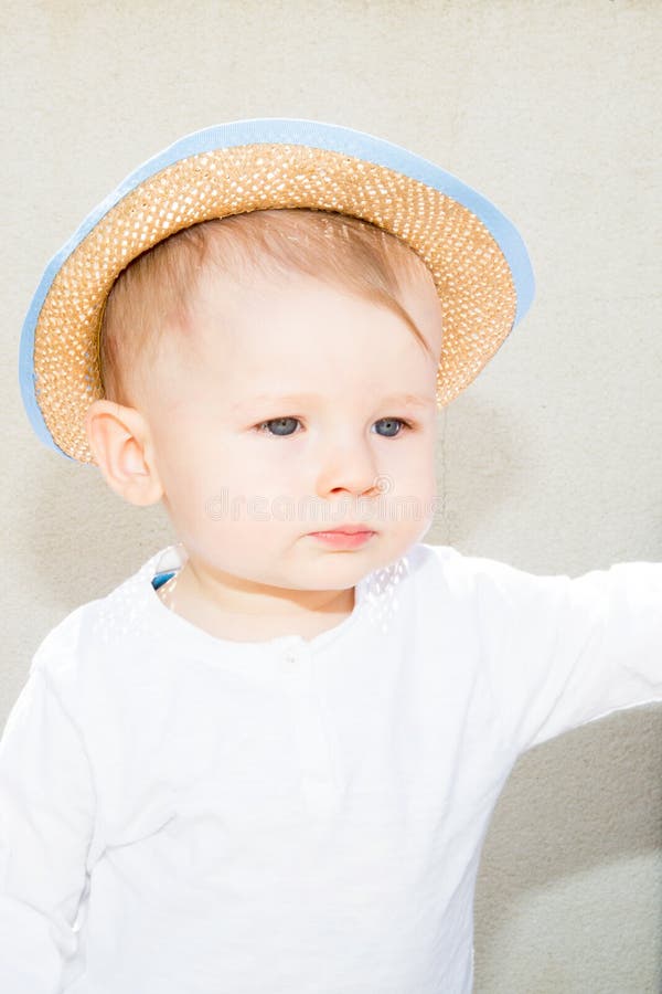 Caucasian kid boy with hat stock photo. Image of expression 114691426