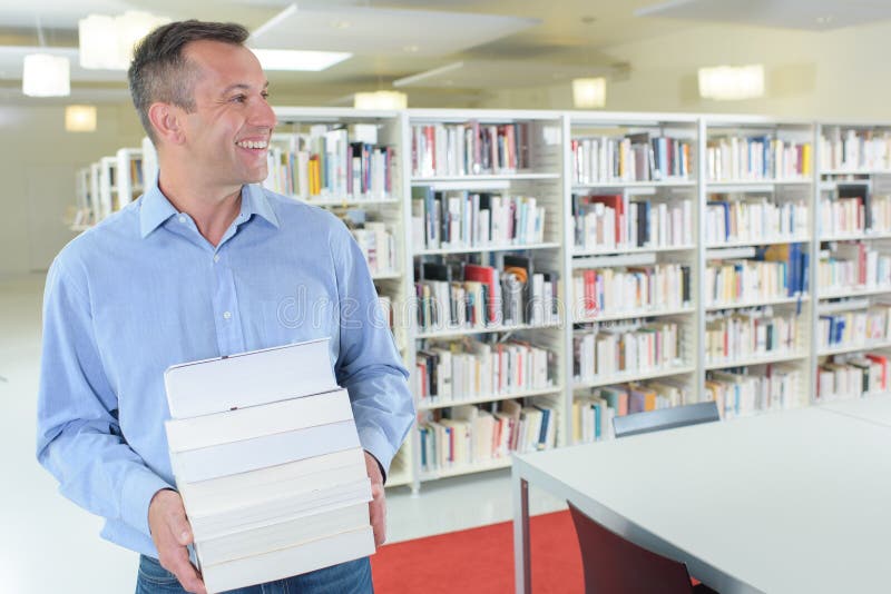 Caucasian man in library royalty free stock photo