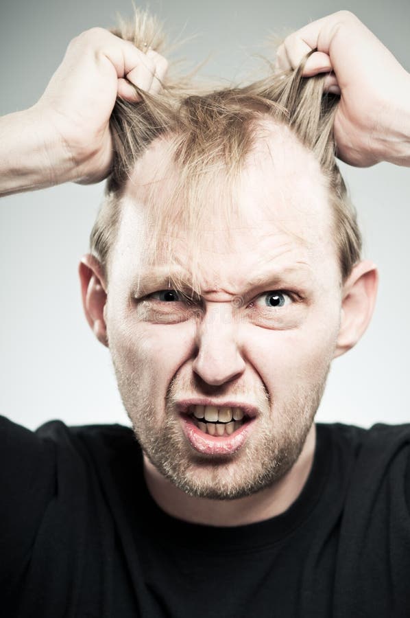 Caucasian Man Pulling Out Hair WIth Frustration Royalty Free Stock Photography Image 31268967