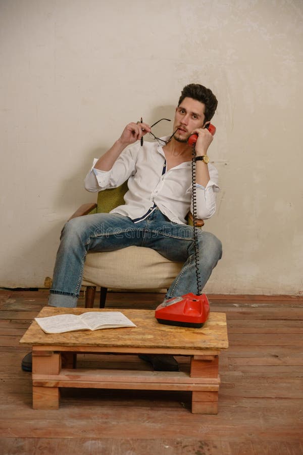 A caucasian man is talking on the phone royalty free stock image A caucasian man is talking on the phone royalty free stock image