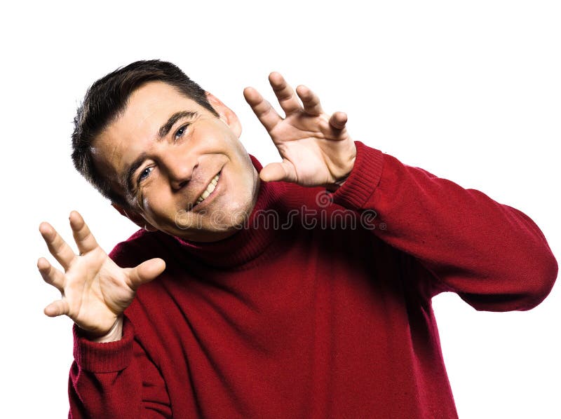 Caucasian man teasing childish stock photos