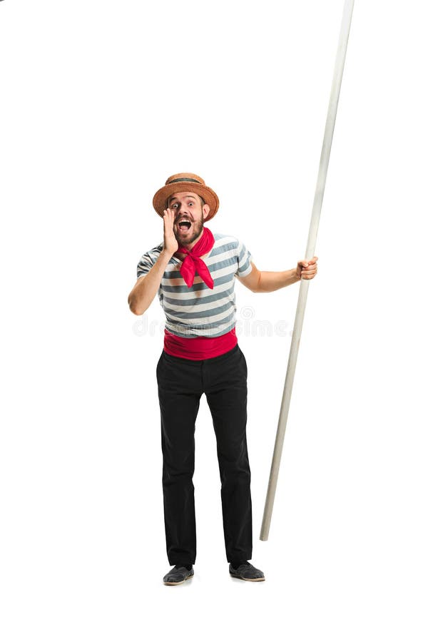 Caucasian Man in Traditional Gondolier Costume and Hat Stock Photo ...