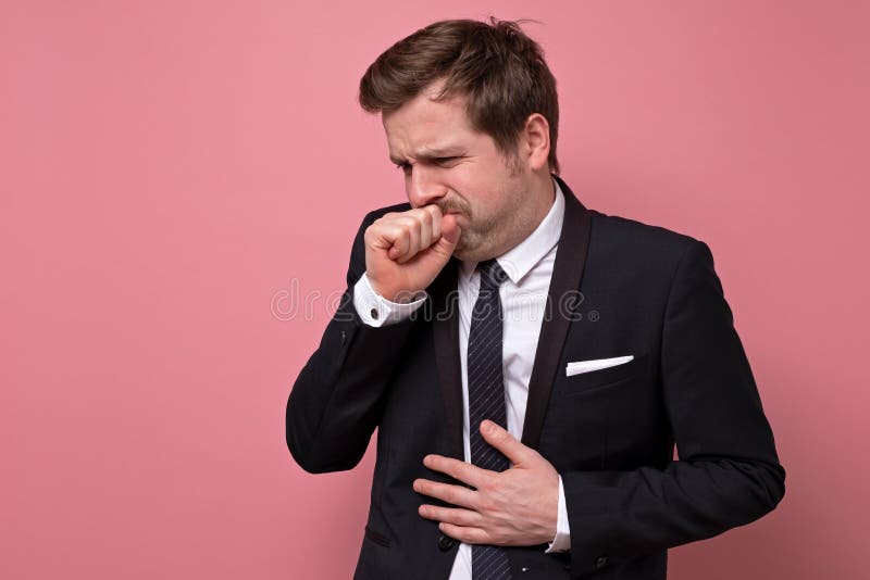 Mature man coughing