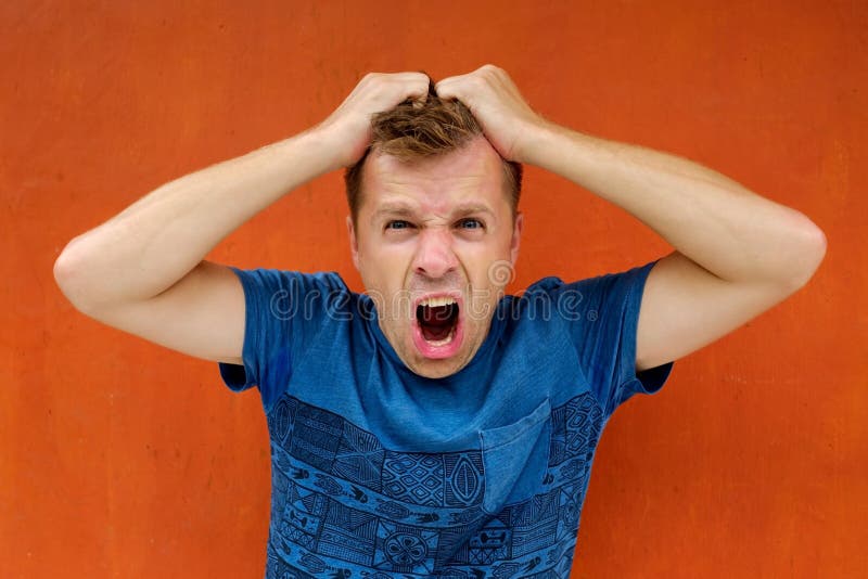 Caucasian mature man with nervous crisis is angry and furious royalty free stock photography Caucasian mature man with nervous crisis is angry and furious royalty free stock photography