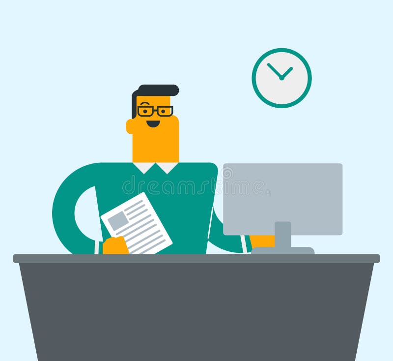 Caucasian student using a laptop for education. stock illustration Caucasian student using a laptop for education. stock illustration