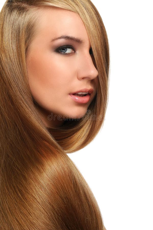 Caucasian woman with long beautiful hair