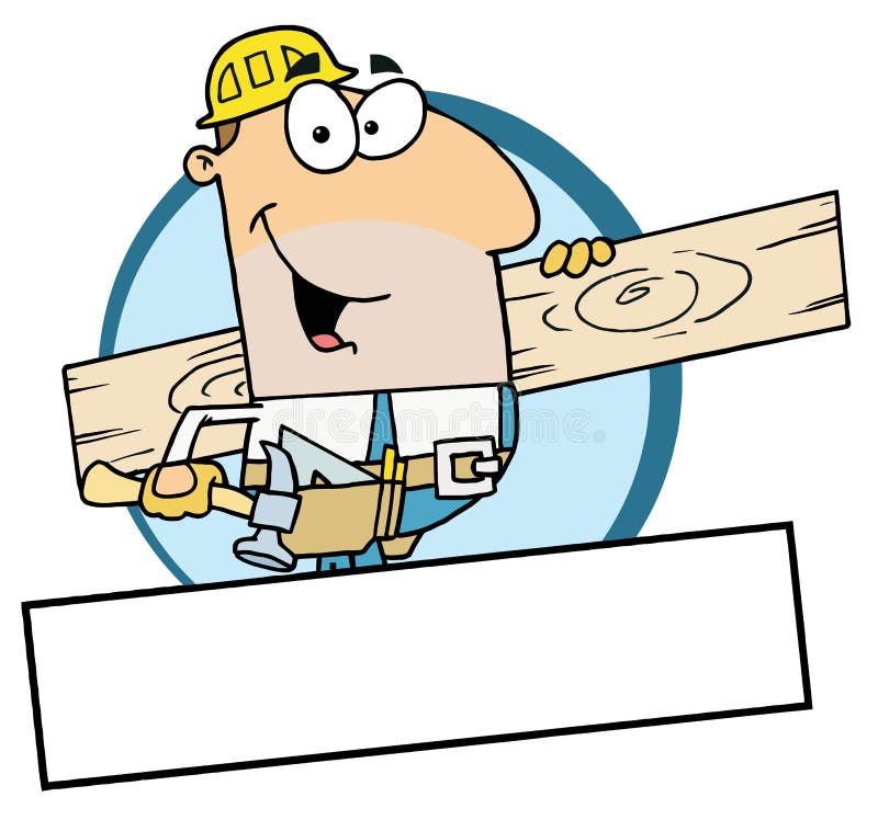Caucasian worker man a wood plank vector illustration Caucasian worker man a wood plank vector illustration