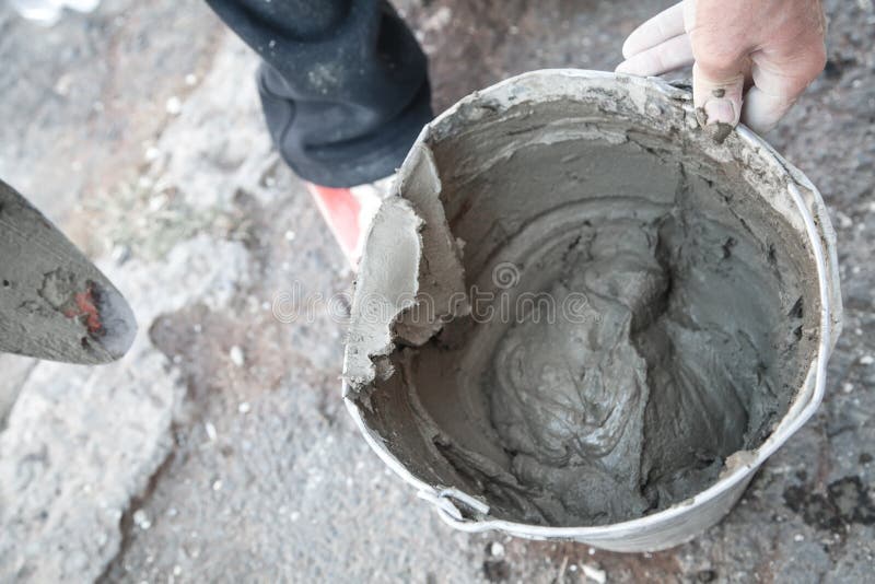 Worker Mixing Concrete By Hand Stock Image Image of material, copy 34581379