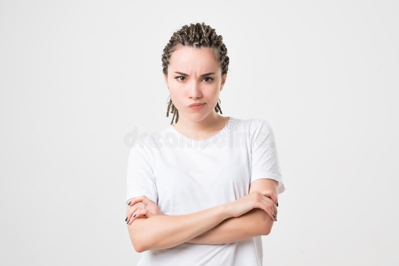 Caucasian young very unhappy woman, trying to argue or to complain stock photos Caucasian young very unhappy woman, trying to argue or to complain stock photos