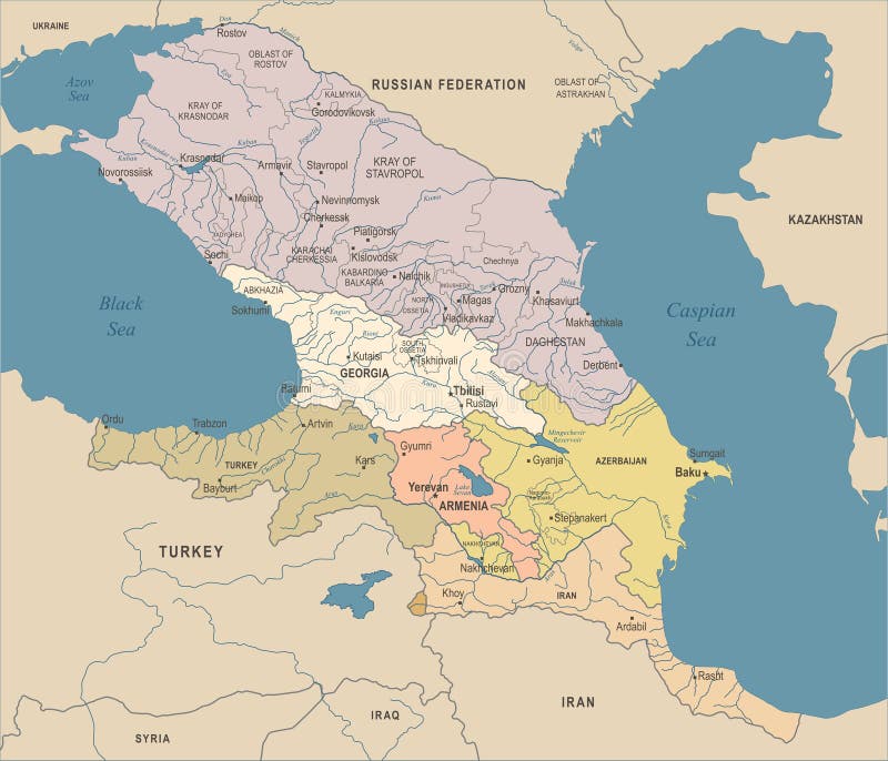 Caucasus Region Map - Vector Illustration Stock Illustration ...