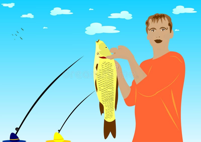 The caught fish stock illustration