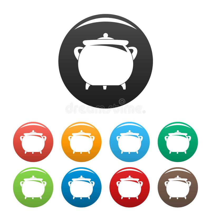 Cauldron icons set color stock vector. Illustration of enchantment
