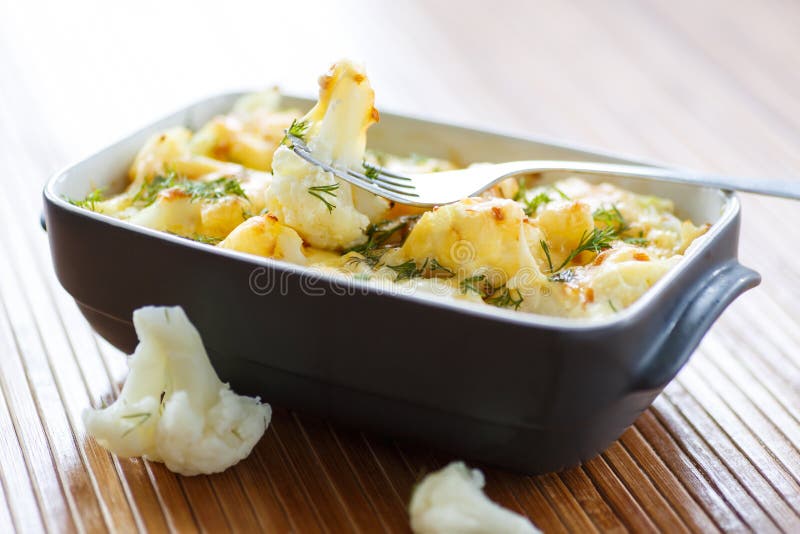 Cauliflower Baked with Egg and Cheese Stock Image Image of cuisine