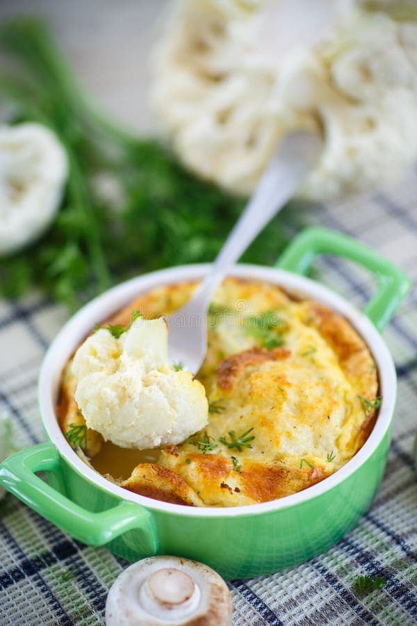 Cauliflower Baked with Egg and Cheese Stock Image Image of cooking