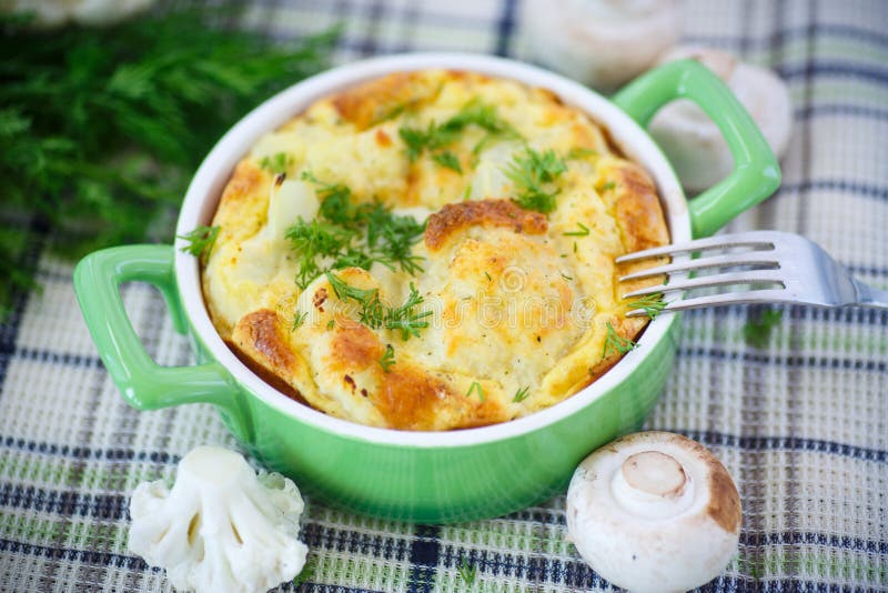 Cauliflower Baked with Egg and Cheese Stock Photo Image of cheese