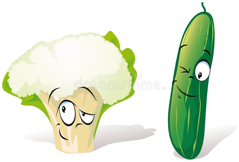 Cauliflower Cucumber Cartoon Stock Vector - Illustration of illustrated,  drawing: 26649421