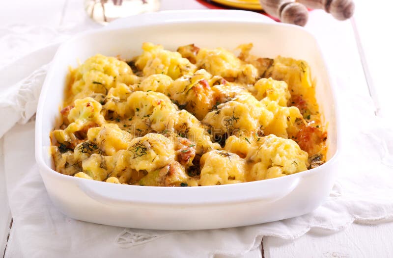 Cauliflower and Zucchini Cheese Bake Stock Photo Image of healthy