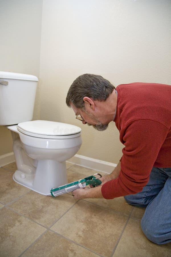 Caulking toilet stock image. Image of handyman, activity 8027375