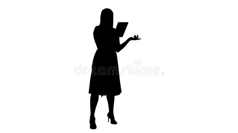 Causerie visuelle en ligne de jeune fille de silhouette sur la Tablette illustration de vecteur Causerie visuelle en ligne de jeune fille de silhouette sur la Tablette illustration de vecteur