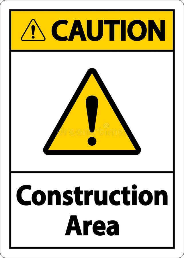 Caution Construction Area Symbol Sign on White Background Stock Vector ...