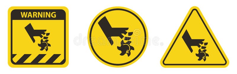 Caution Cutting of Fingers Rotating Blade Symbol Sign on White
