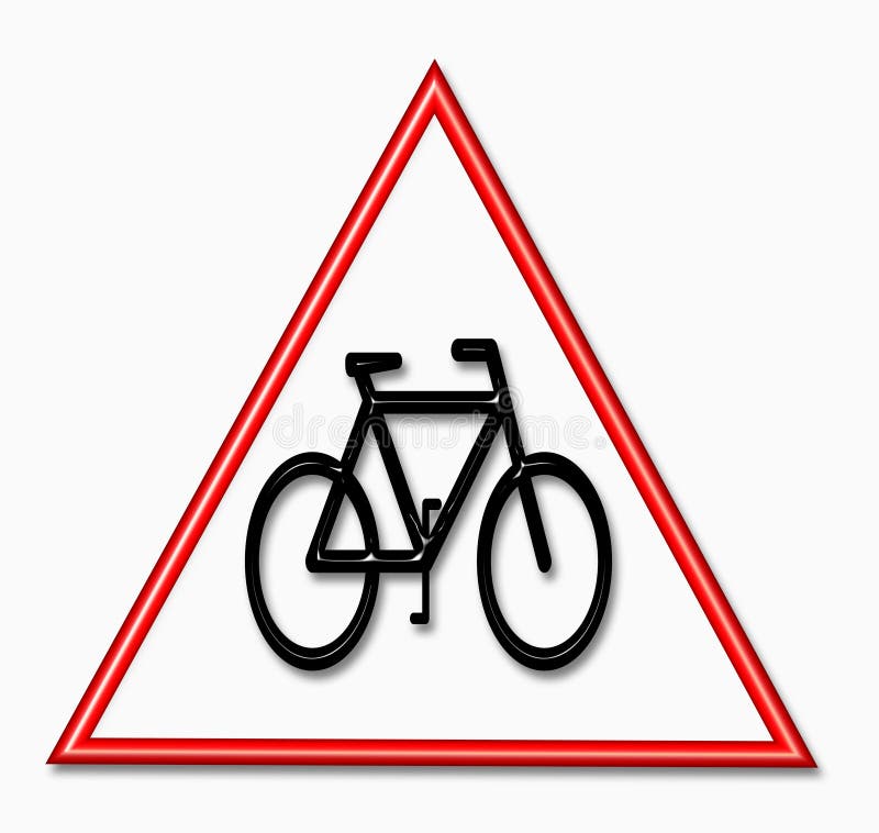 Caution cycle sign stock illustration. Illustration of city - 6520784