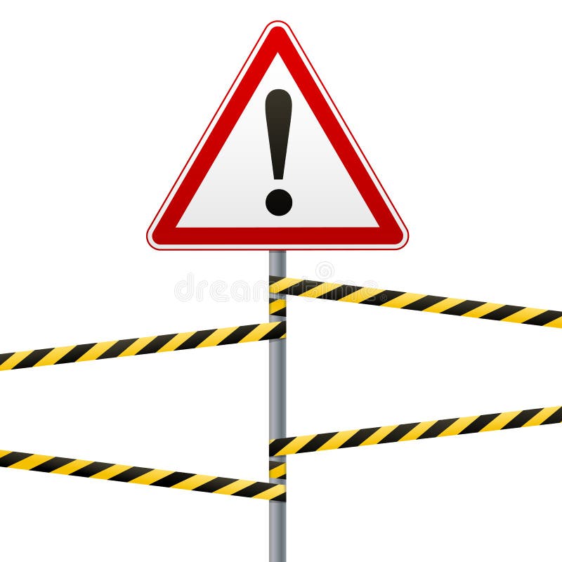 Caution Danger Warning Sign Safety. a Red Triangle with Black Image. the on the Pole and