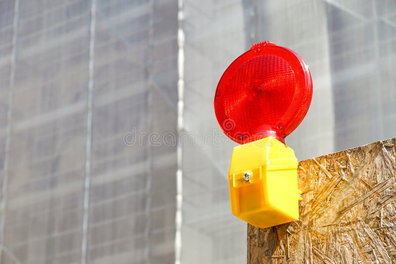 A Caution Flashing Lamp at Hazard Zone Stock Photo - Image of flash