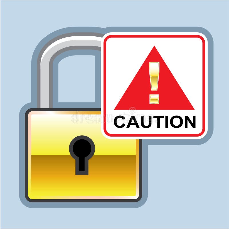 Caution Golden Lock vector Icon royalty free illustration