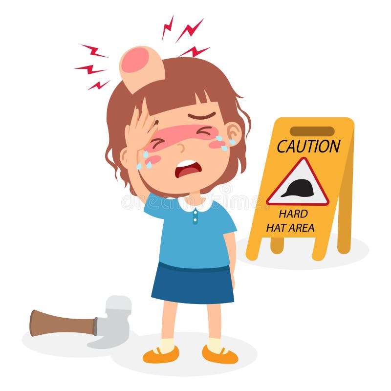 Caution hard hat area stock vector. Illustration of girl 269235865