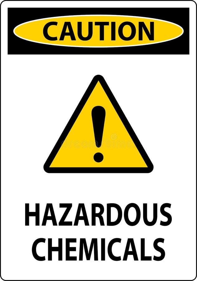 Caution Hazardous Chemicals Sign on White Background Stock Vector