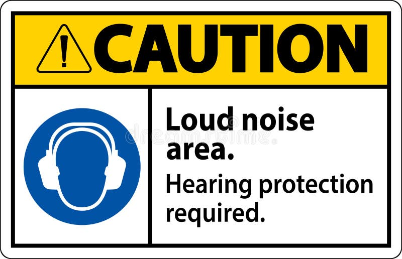 Accuform Hearing Protection Required Sign - 7x10 Inch Caution Safety Sign, Black On Yellow