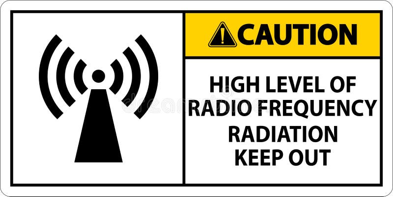 Caution High Level of RF Radiation Sign On White Background stock illustration