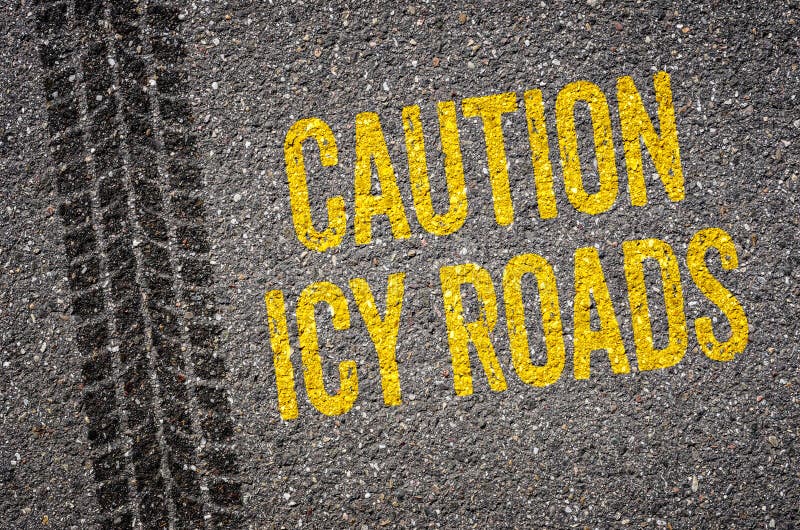 Caution icy roads stock image. Image of dangerous, asphalt 46802207
