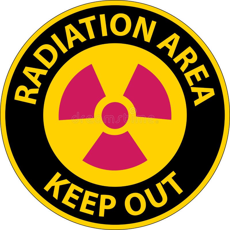 Caution Radiation Area Keep Out Sign On White Background stock illustration