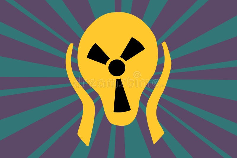 Caution radiation sign in the form of screaming terror head vector illustration