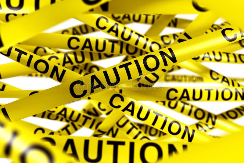 Caution Tape Line Yellow Black Stripe And Blood Drop Isolated For